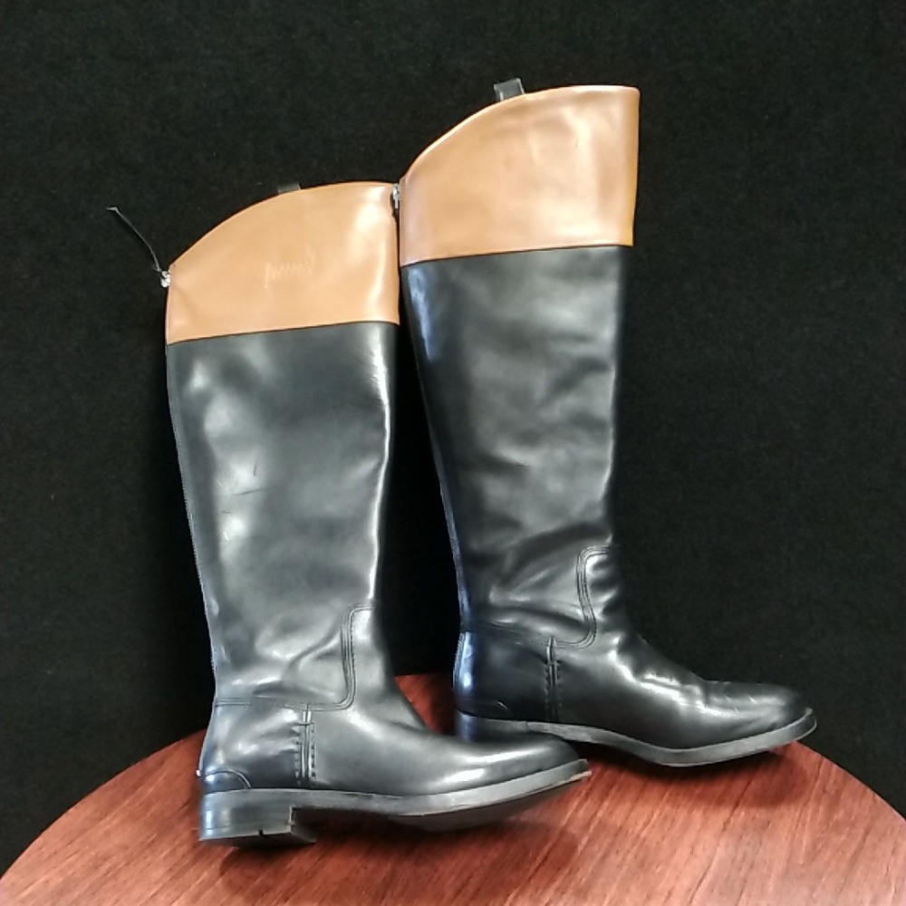 Franco Sarto Two Toned Leather Rear Zip Low Heeled Riding Boots - Size 6